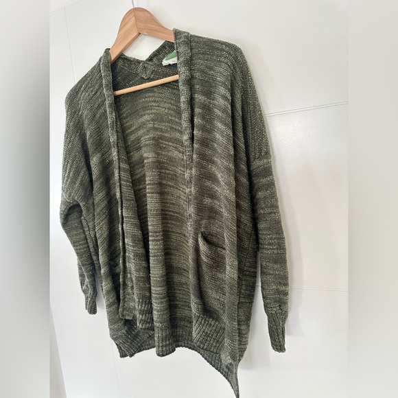 Anthropologie Open Front Green Marled Cardigan, size small. - Picture 3 of 6
